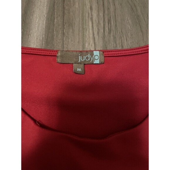 Judy P Top Women’s Size M Red 3/4 Sleeve  Round Neck Minimalist Staple Classy - Picture 3 of 8